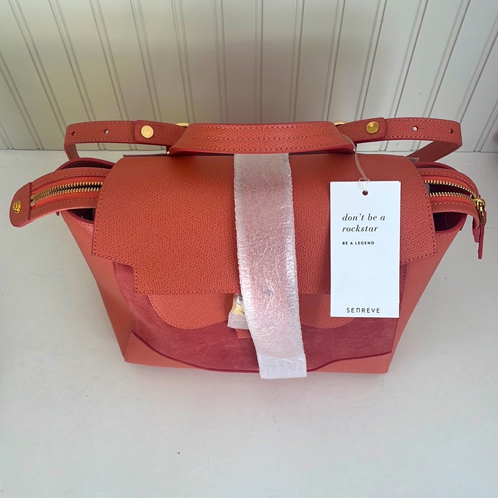 SENREVE midi maestra Brand New - deep Coral Italian Suede and leather.